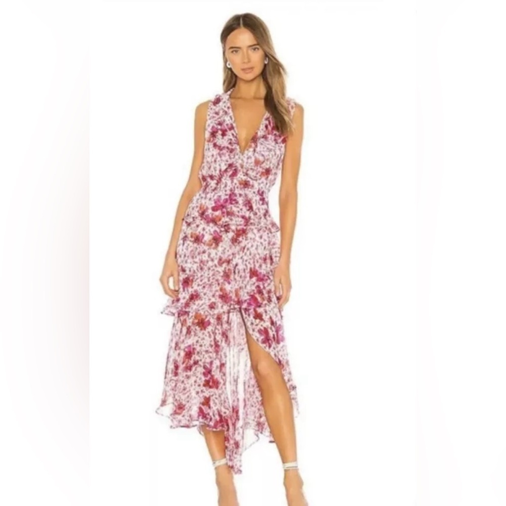 Misa Los Angeles Ilona Tiered Floral Print Dress Size Small